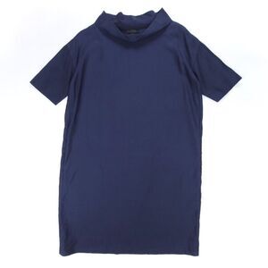 COS Modern Minimal Cowl Mock Neck Draped Mini Dress Womens 6 Navy Blue Cupro